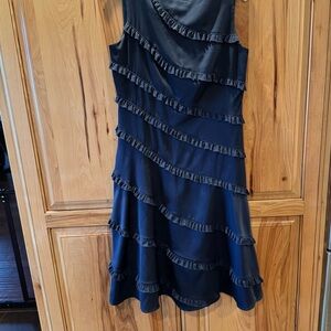 Adrianna Papell Navy Tiered Ruffle Sleeveless Dress